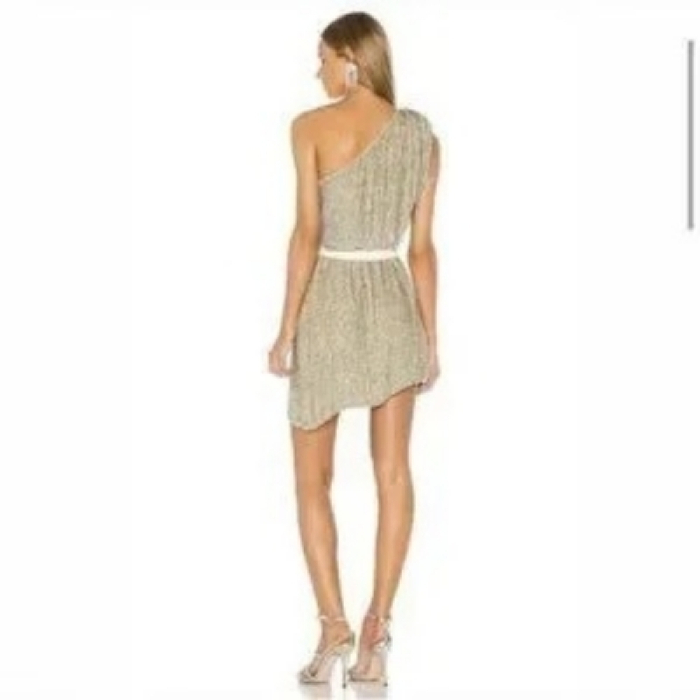 Retrofete Ella Champagne Gold One-Shoulder Mini Dress Small - Picture 3 of 12